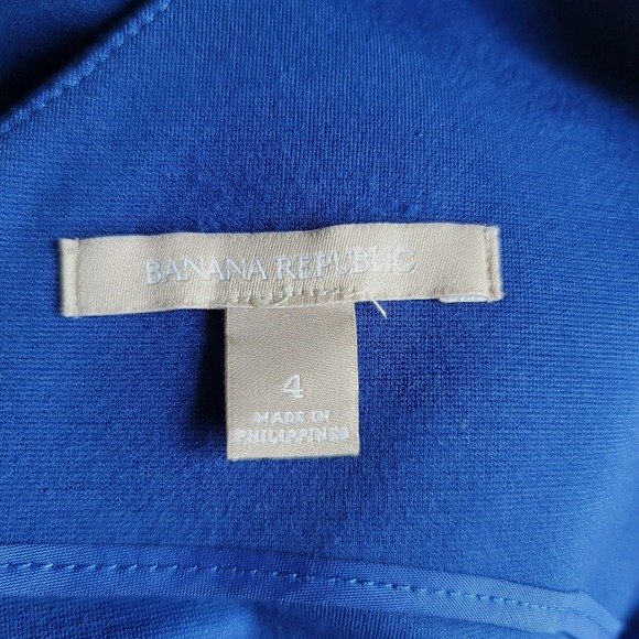 BANANA REPUBLIC Size 4 Blue Ponte Exposed Zipper Cap Sleeve Peplum Sheath Dress - Picture 3 of 8